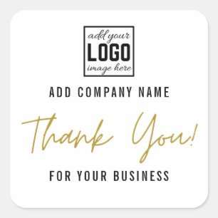 Hinzufügen Ihres Logos Vielen Dank für Ihr Unterne Quadratischer Aufkleber
