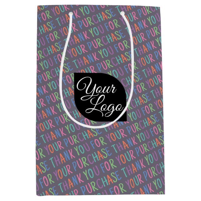 Hinzufügen Ihres Logos Vielen Dank für Ihren Kauf  Mittlere Geschenktüte (Vorderseite)