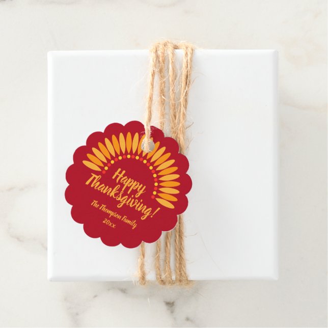 Hinzufügen Jahr glücklich Thanksgiving Yellows Red Geschenkanhänger (Beispiel)