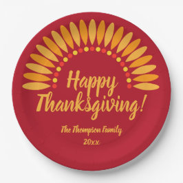 Hinzufügen Jahr glücklich Thanksgiving Yellows Red Pappteller