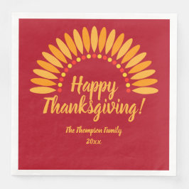 Hinzufügen Jahr glücklich Thanksgiving Yellows Red Serviette