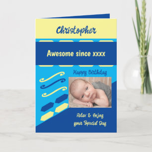 Hinzufügen Jahr Name Meilenstein Geburtstag blau Karte