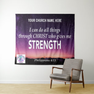 HINZUFÜGEN LOGO Phil 4:13 ICH KANN ALLE DINGE Kirc Wandteppich