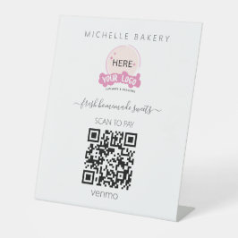 Hinzufügen Sie Ihr Logo Blush Pink Bakery QR CODE  Sockelschild