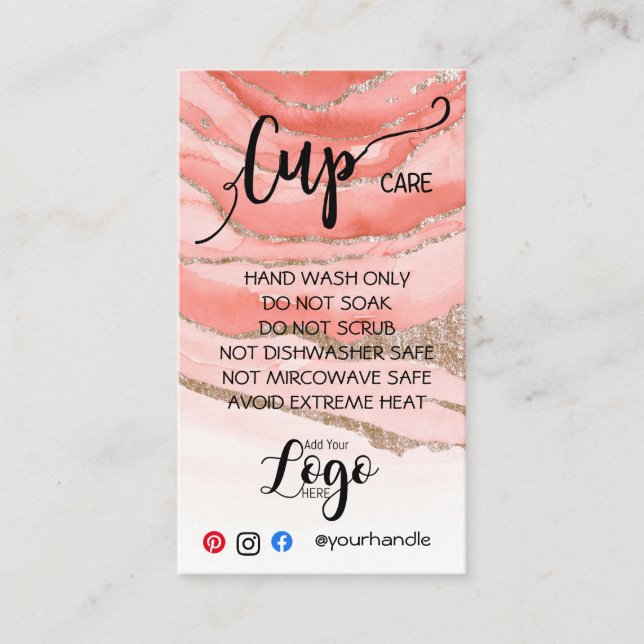 HINZUFÜGEN SIE IHR LOGO-Cup CARE CARDS-Vinyl-Gesch Visitenkarte (Vorderseite)