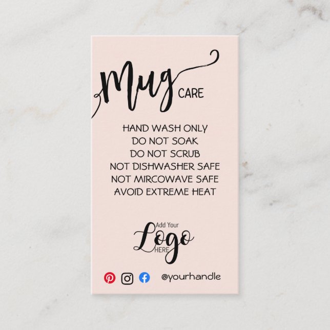 HINZUFÜGEN SIE IHR LOGO Tasse CARE CARDS-Vinyl-Ges Visitenkarte (Vorderseite)