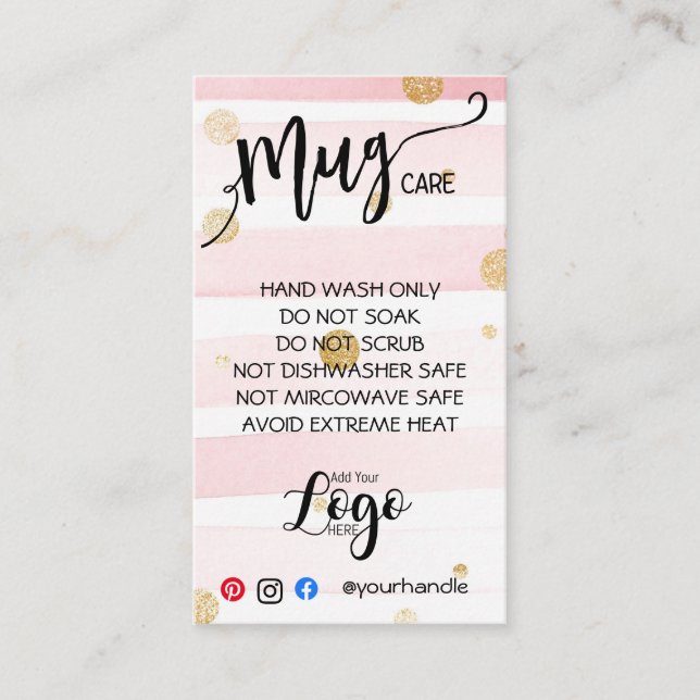 HINZUFÜGEN SIE IHR LOGO Tasse CARE CARDS-Vinyl-Ges Visitenkarte (Vorderseite)