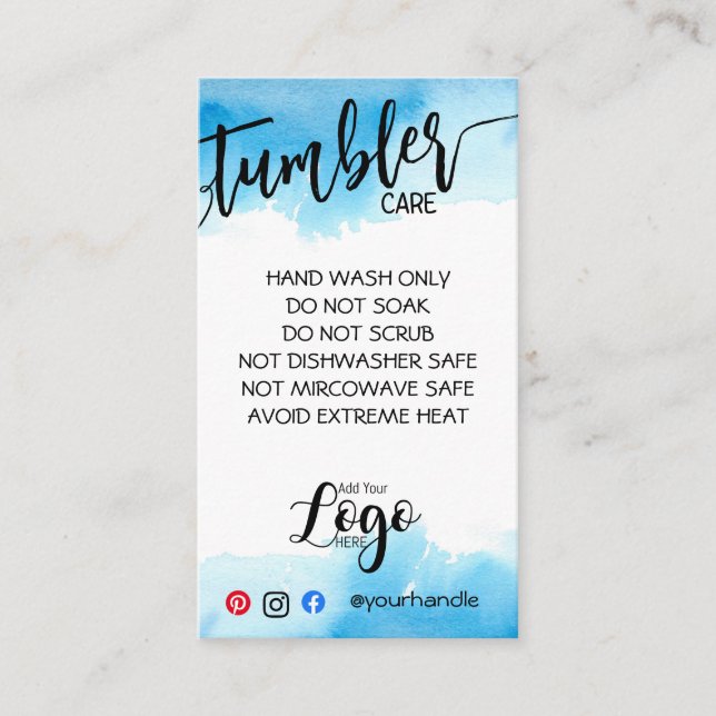 HINZUFÜGEN SIE IHR LOGO TUMBLER CARE CARDS-Vinyl-G Visitenkarte (Vorderseite)