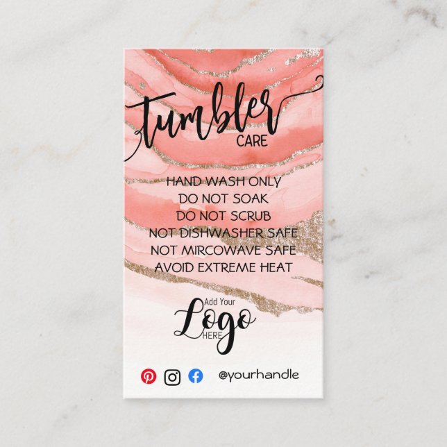 HINZUFÜGEN SIE IHR LOGO TUMBLER CARE CARDS-Vinyl-G Visitenkarte (Vorderseite)