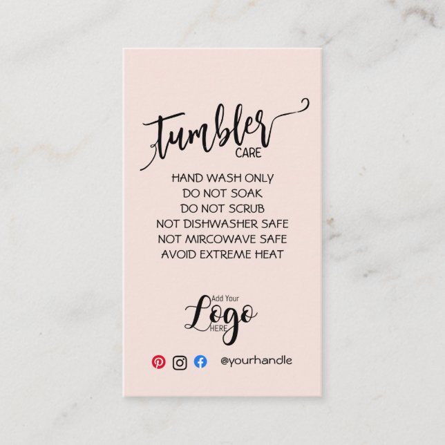 HINZUFÜGEN SIE IHR LOGO TUMBLER CARE CARDS-Vinyl-G Visitenkarte (Vorderseite)