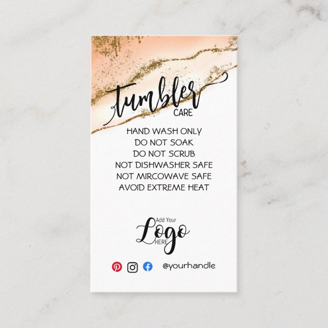 HINZUFÜGEN SIE IHR LOGO TUMBLER CARE CARDS-Vinyl-G Visitenkarte (Vorderseite)