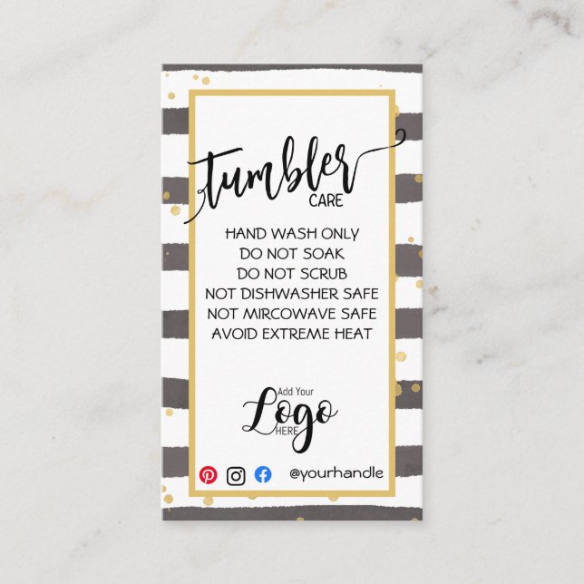 HINZUFÜGEN SIE IHR LOGO TUMBLER CARE CARDS-Vinyl-G Visitenkarte (Vorderseite)