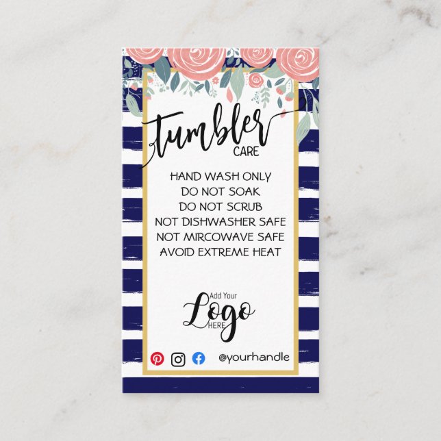 HINZUFÜGEN SIE IHR LOGO TUMBLER CARE CARDS-Vinyl-G Visitenkarte (Vorderseite)