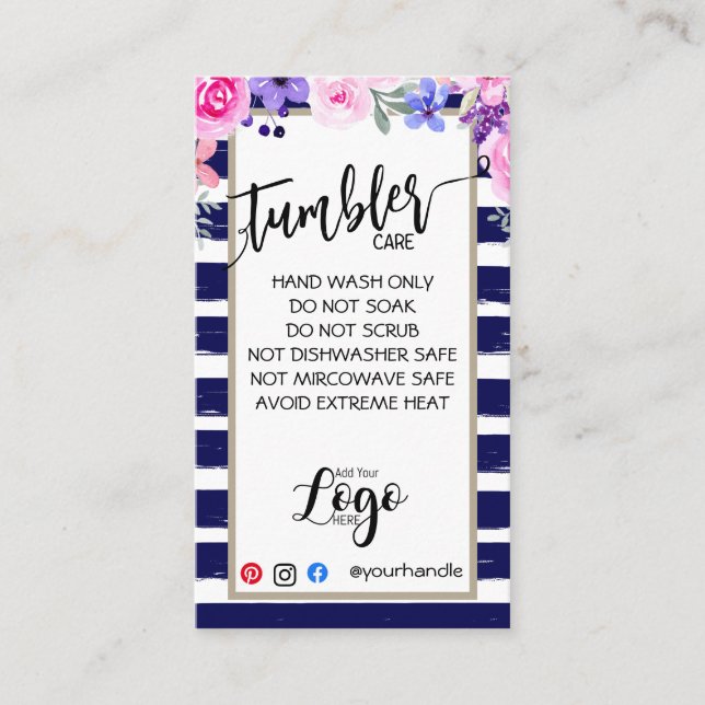 HINZUFÜGEN SIE IHR LOGO TUMBLER CARE CARDS-Vinyl-G Visitenkarte (Vorderseite)