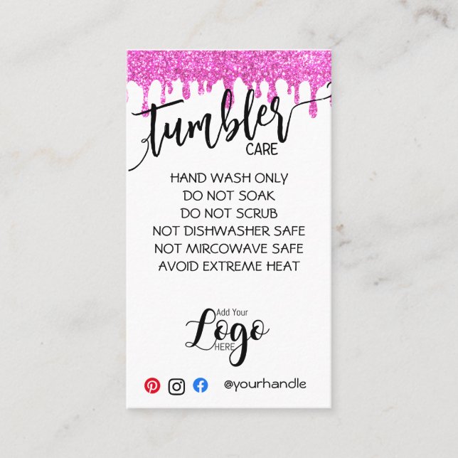 HINZUFÜGEN SIE IHR LOGO TUMBLER CARE CARDS-Vinyl-G Visitenkarte (Vorderseite)