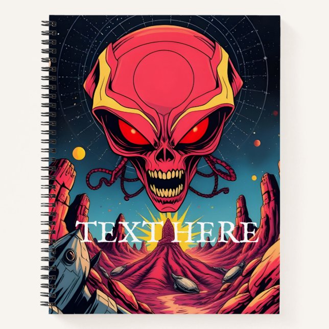 HINZUFÜGEN SIE IHRE EIGENE TEXT-Alien Notizbuch (Vorderseite)