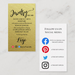 HINZUFÜGEN SIE IHRE LOGO Schmuck CARE CARDS kleine Visitenkarte