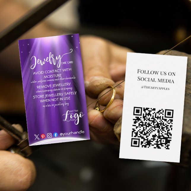 HINZUFÜGEN SIE IHRE LOGO Schmuck CARE CARDS UK Visitenkarte (Von Creator hochgeladen)