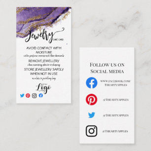 HINZUFÜGEN SIE IHRE LOGO Schmuck CARE CARDS UK Visitenkarte