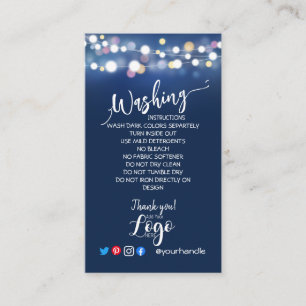 HINZUFÜGEN SIE IHRE LOGO-Waschanleitung CARE CARD Visitenkarte