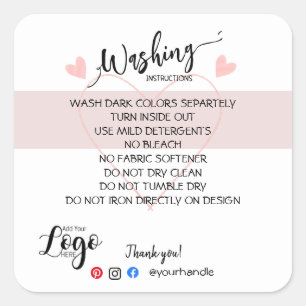 HINZUFÜGEN SIE IHRE LOGO-Waschanleitung PFLANZENau Quadratischer Aufkleber