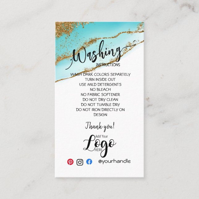 HINZUFÜGEN SIE IHRE LOGO-WÄSCHANWEISE PFLANZENKART VISITENKARTE (Vorderseite)