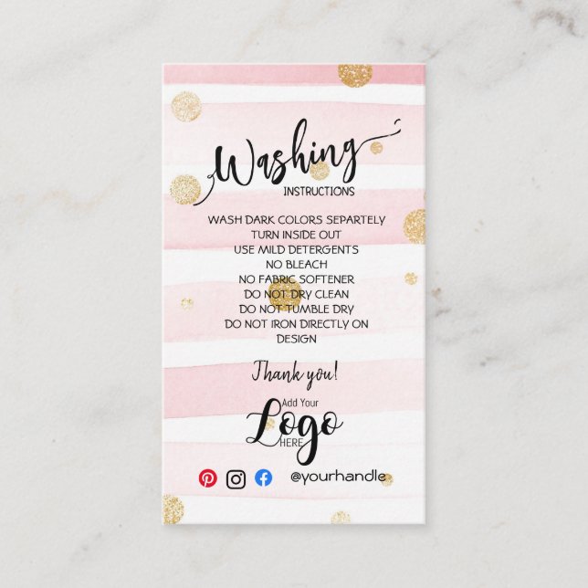 HINZUFÜGEN SIE IHRE LOGO-WÄSCHANWEISE PFLANZENKART VISITENKARTE (Vorderseite)