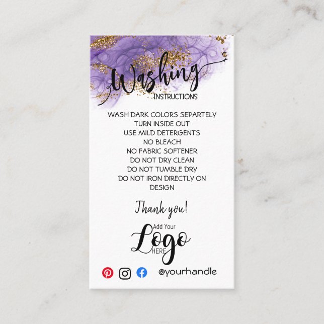 HINZUFÜGEN SIE IHRE LOGO-WÄSCHANWEISE PFLANZENKART VISITENKARTE (Vorderseite)