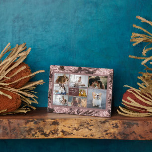 Hinzufügen von 8 Fotos Rose Gold Textur Blumenmust Fotoplatte