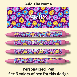 Hinzufügen von Blume-Faces zu Name, Rosa und Blau  Kugelschreiber