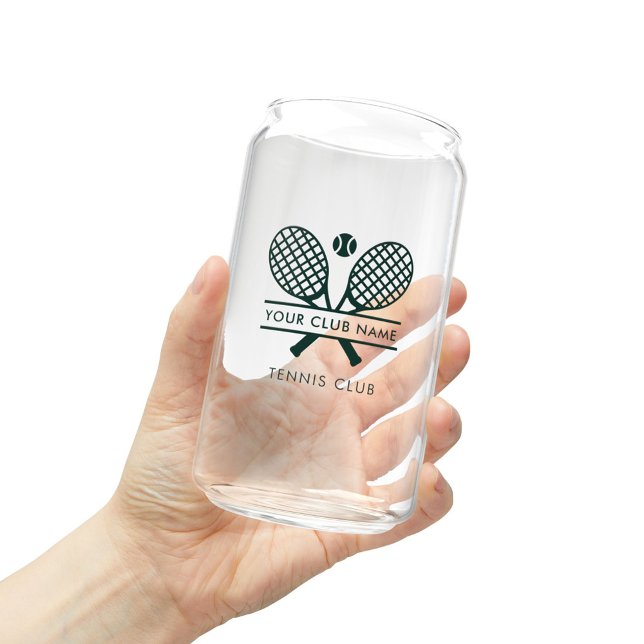 Hinzufügen von Club Name Tennis Team Spieler Swag Dosenglas (Lawn Tennis Rackets Motif Green Logo Can Glass Swag)