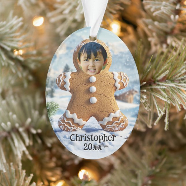 Hinzufügen von Foto Gingerbread Man Cookie Foto Ra Ornament (Baum)