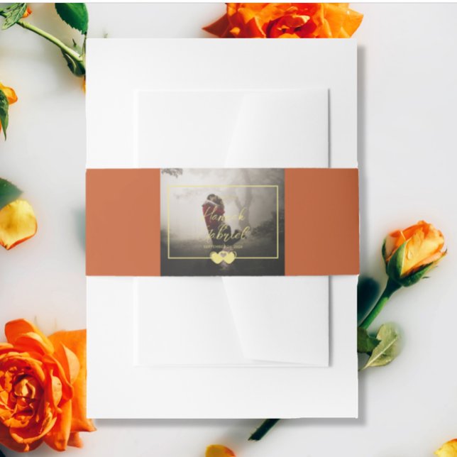 Hinzufügen von Foto Wedding Terracotta Einladung B Einladungsbanderole (The front of the photo wedding Terracotta invitation belly band)