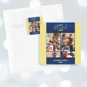 Hinzufügen von Fotos gesegnet Jahr Foto Quadratischer Aufkleber