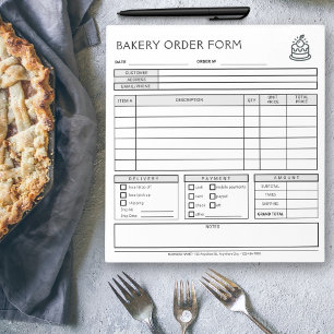 Hinzufügen von Logo Bakery Business Order Form Not Notizblock
