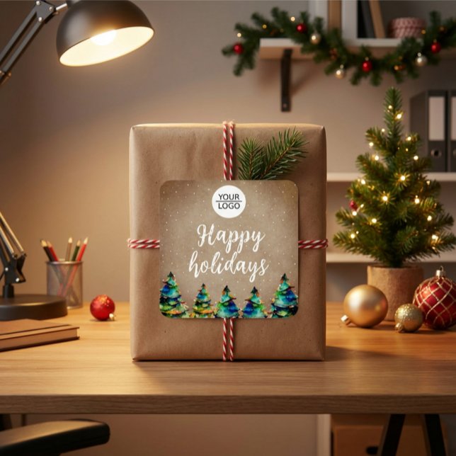 Hinzufügen von Logo-benutzerdefinierten Text Weihn Quadratischer Aufkleber (Von Creator hochgeladen)