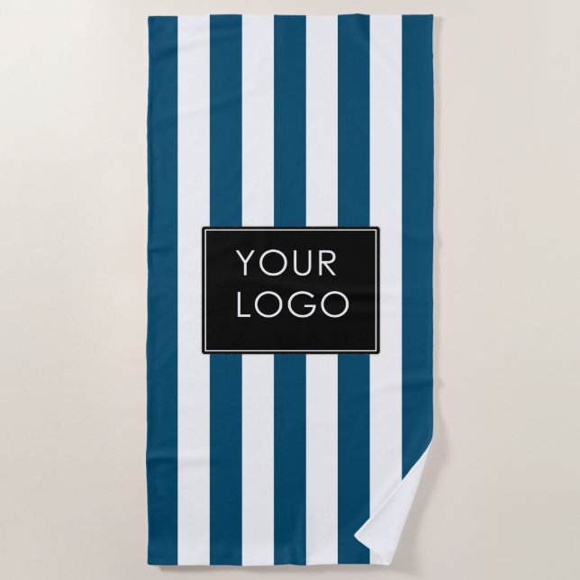 Hinzufügen von Logo-Business dick Streifen blau ge Strandtuch (Vorderseite)