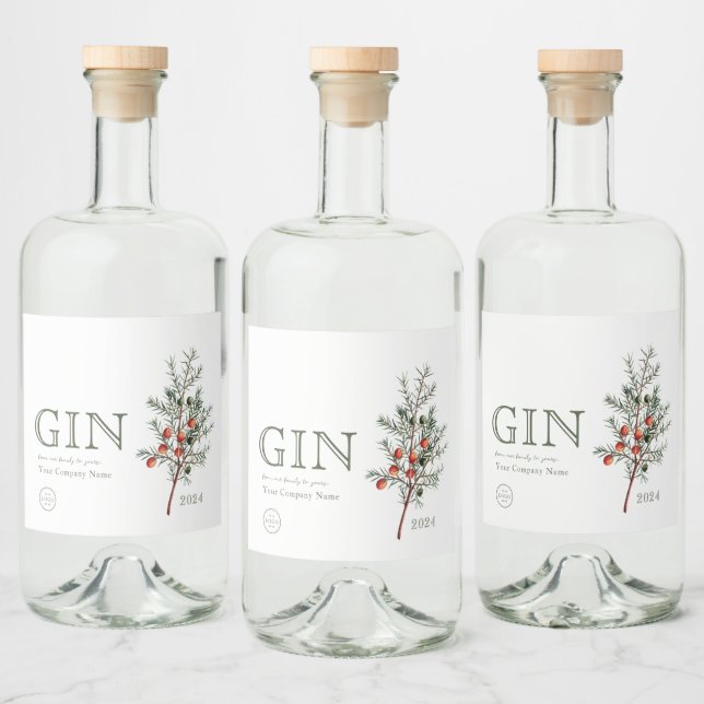 Hinzufügen von Logo Juniper Branch Custom GIN Alkoholflaschenetikett (Flaschen)