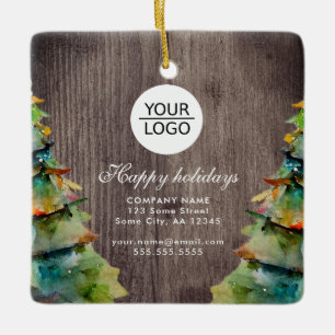 Hinzufügen von Logo Text Wasserfarbe Weihnachtsbau Keramikornament
