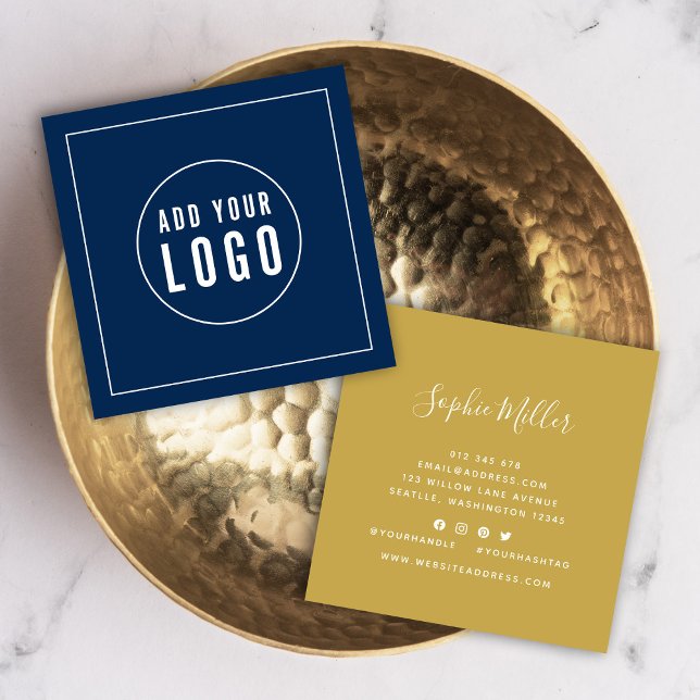 Hinzufügen von Logos editierbare Farbe Weiße Grenz Quadratische Visitenkarte (Von Creator hochgeladen)