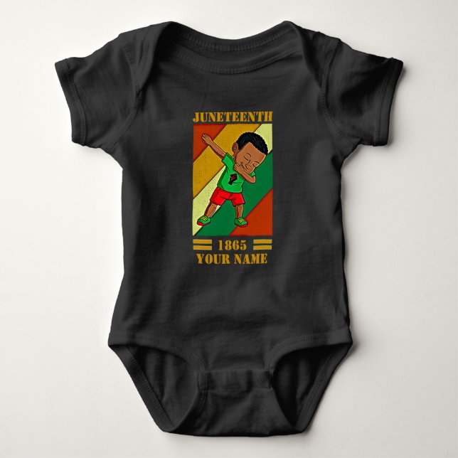 Hinzufügen von Name Bearbeiten Text Juneteenth Kid Baby Strampler (Vorderseite)
