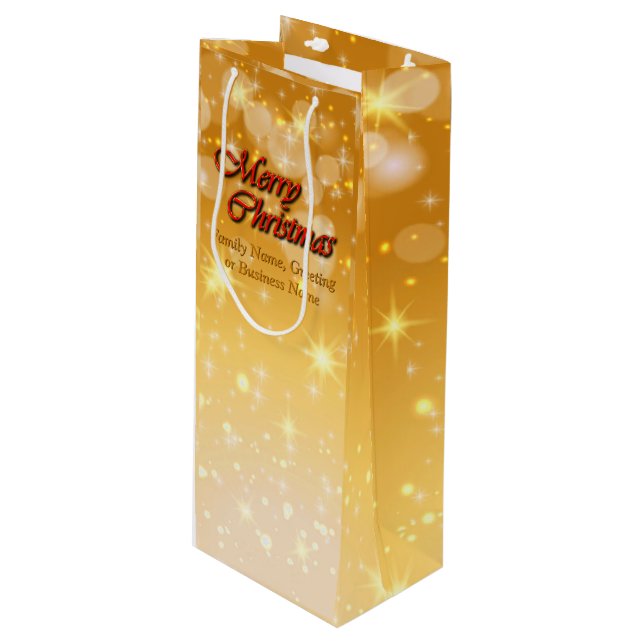 Hinzufügen von Name Bearbeiten Text passend Weihna Geschenktüte Für Weinflaschen (Vorderseite Schrägansicht)