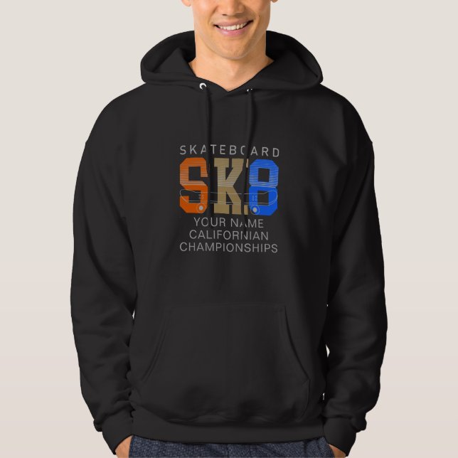 Hinzufügen von Namen ändern Text SK8 Skateboard-Me Hoodie (Vorderseite)