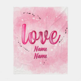 Hinzufügen von Namen LIEBE Word Cloud Pink Valenti Fleecedecke