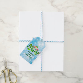 Hinzufügen von Namen Matching Merry Christmas Blue Geschenkanhänger