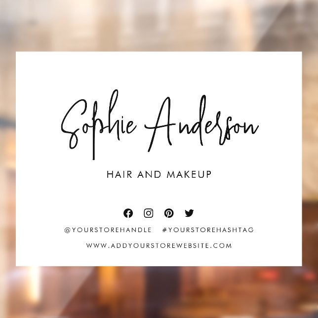 Hinzufügen von Namen Moderne Script Social Media B Fensteraufkleber (Blatt 2)