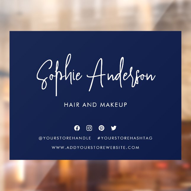 Hinzufügen von Namen Moderne Script Social Media B Fensteraufkleber (Blatt 2)