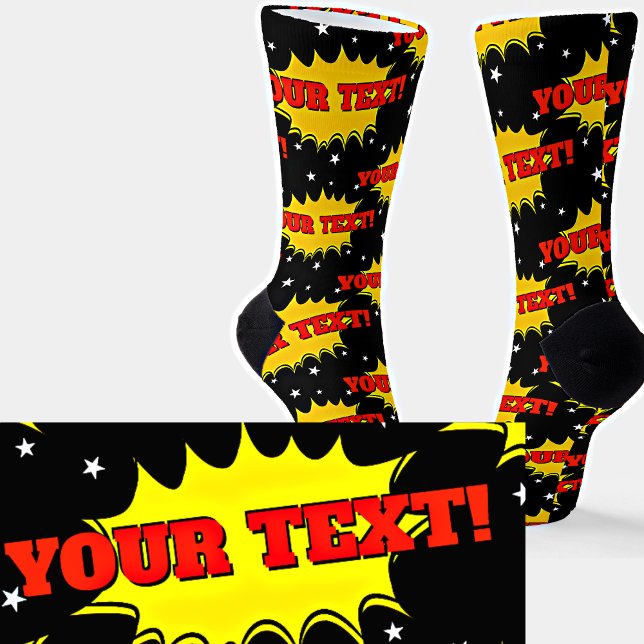 Hinzufügen von Namen oder Text Red Yellow Pop Art  Socken (Von Creator hochgeladen)