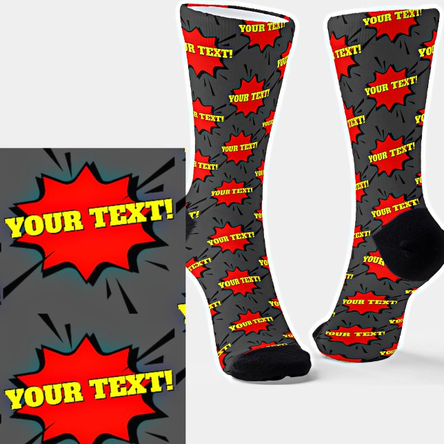 Hinzufügen von Namen oder Text Red Yellow Pop Art  Socken (Von Creator hochgeladen)