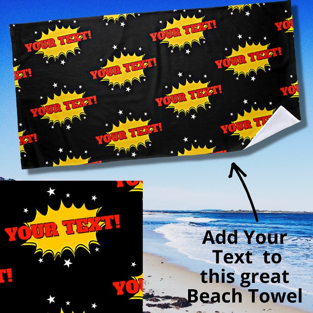 Hinzufügen von Namen oder Text Red Yellow Pop Art  Strandtuch (Von Creator hochgeladen)